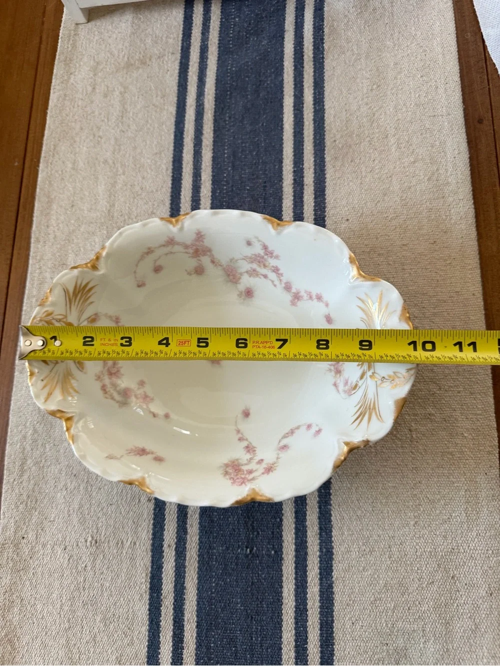 Haviland Limoges Porcelain Schleiger ?525 Pink Gold Floral Serving Bowl